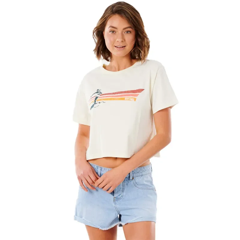 Marque T-SHIRT RIP CURL GOLDEN STATE CROP BEIGE