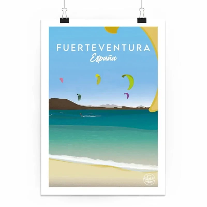 Poster Fuerteventura Espagne by Sketch my Kite Nouvel Arrivage