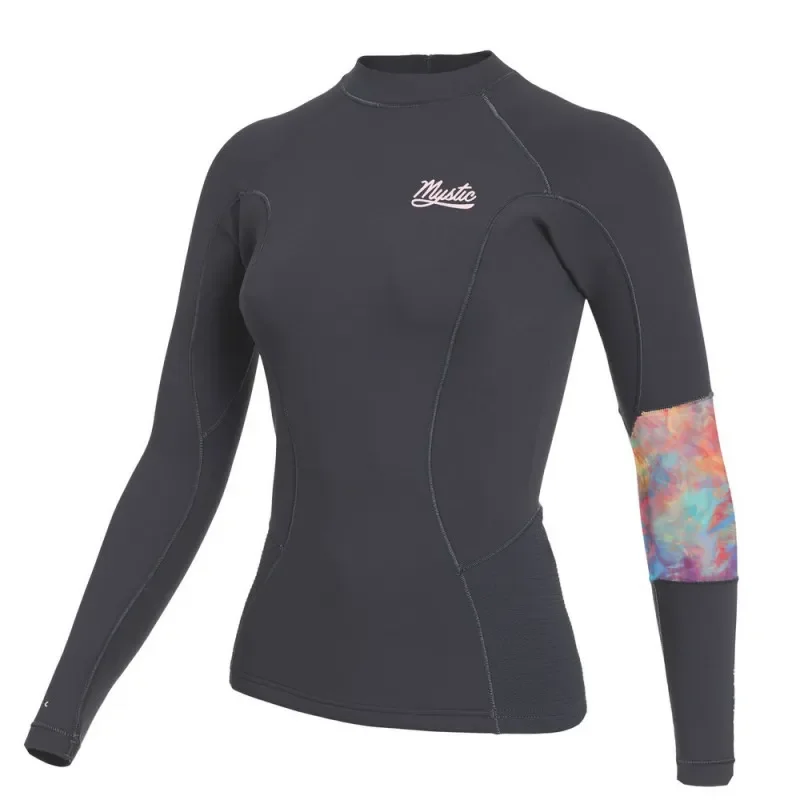 Top néoprène Femme Mystic Lunar 2mm manches longues gris Offre Spéciale
