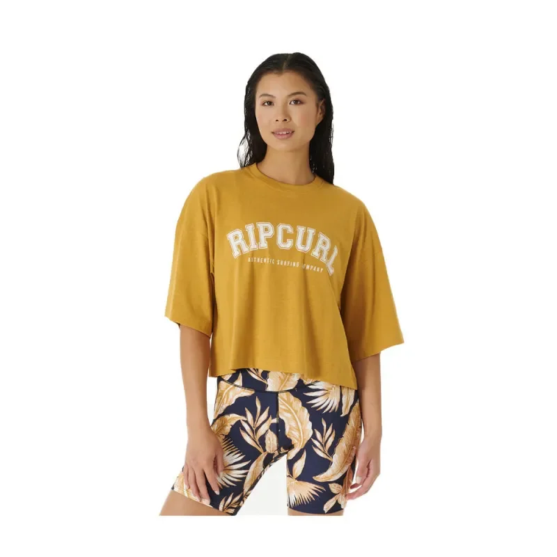 Nouveauté T-SHIRT FEMME RIPCURL SEACELL CROP HERITAGE GOLD