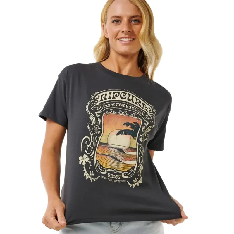 Nouveauté T-shirt manches courtes femme rip curl sea shells relaxed noir