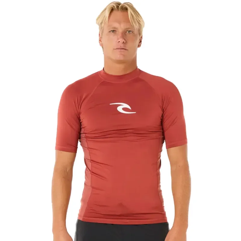 Lycra RIP CURL WAVES Manches Courtes UPF Rouge Top Vente