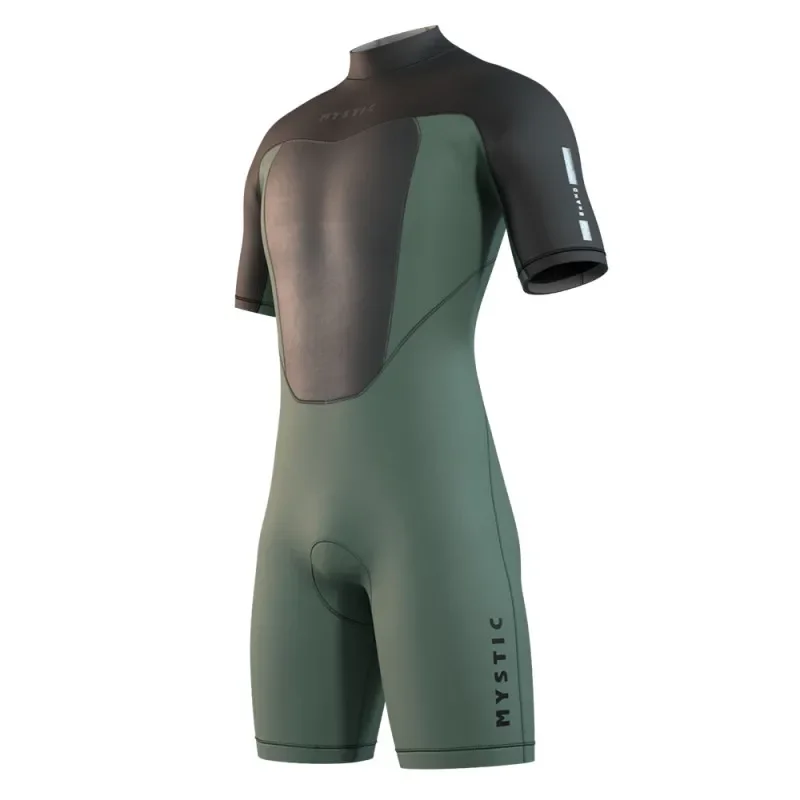 Shorty Néoprène MYSTIC BRAND Flatlock 3/2 SS Back Zip Olive Prix Réduit