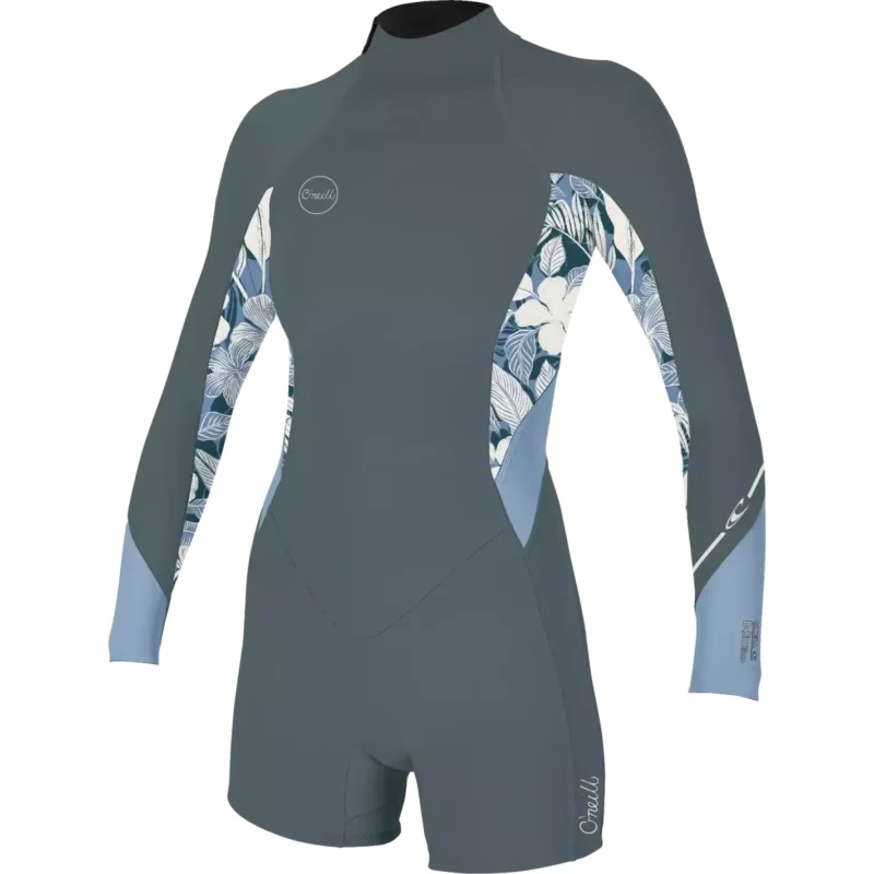 Offre Limitée Combinaison Shortspring O´Neill Bahia Womens LS Shde/Palmeno Trop/Fade Denim