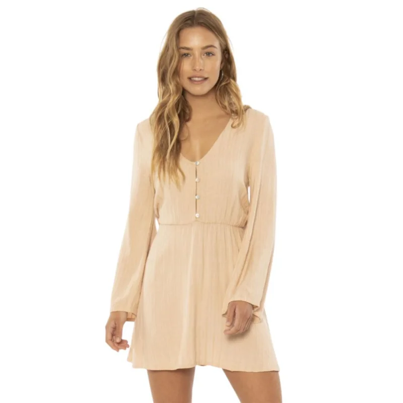 Jusqu'à Épuisement Des Stocks ROBE SISSTREVOLUTION BREEZIN BEAUTY L/S WVN DRESS - TAN
