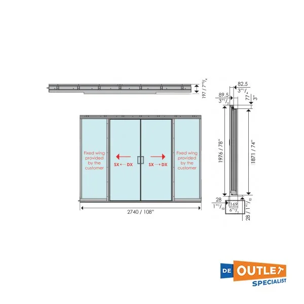 Vente Flash OPACMARE 2P74.12 Two Wing Stainless Steel opening by 2740 x 1977 mm