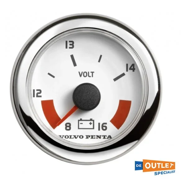 Nouveauté Volvo Penta Voltmeter 8-16V White 52 mm - 881658