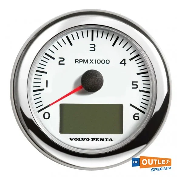 Volvo Penta EVC Tachometer 6000RPM White 85 mm - 21628157 Certifié