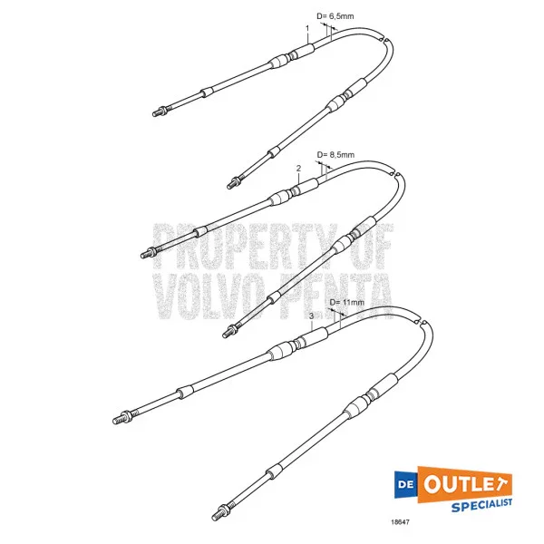 Volvo Penta Engine Controller Cable / Throttle Cable 6m - 1140191 Top Vente