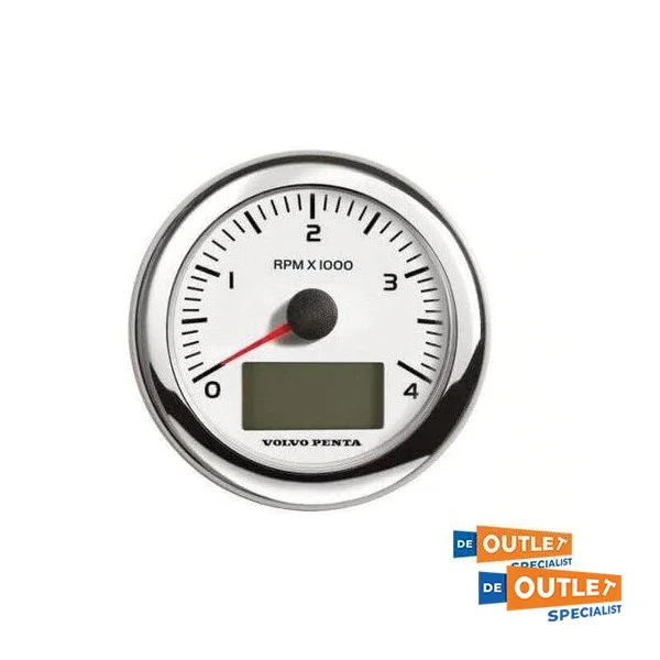Top Vente Volvo Penta EVC Tachometer 4000 RPM White - 21628167