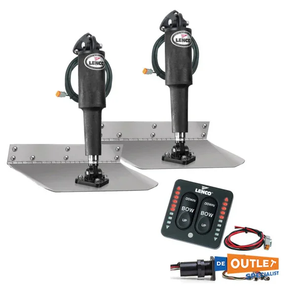 Populaire Lenco 9 x 24 inch Automatic Trim Tab Kit Electric 12V - TT9x24i
