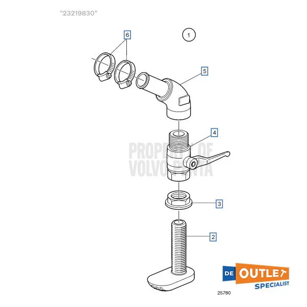 Volvo Penta cooling water inlet Kit Bronze 2.5 inch - 23219830 Solde