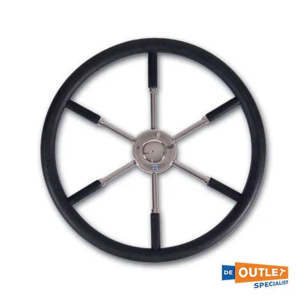 Stazo 6 -spoke type 12 stainless steel plastic steering wheel black 55 cm - 1585 Bon Plan
