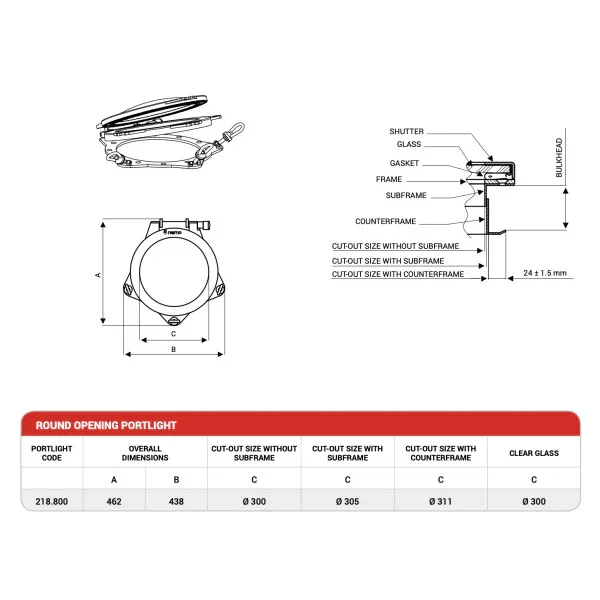Prix Cassé NEMO 218,800 300 mm Opening Portole Stainless Steel