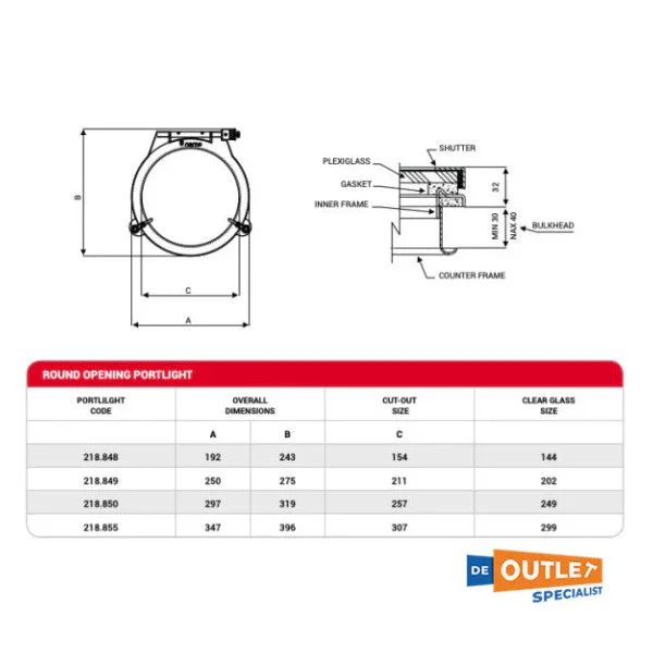 Nemo Stainless Steel Porthole 300 mm - 218,855 Solde