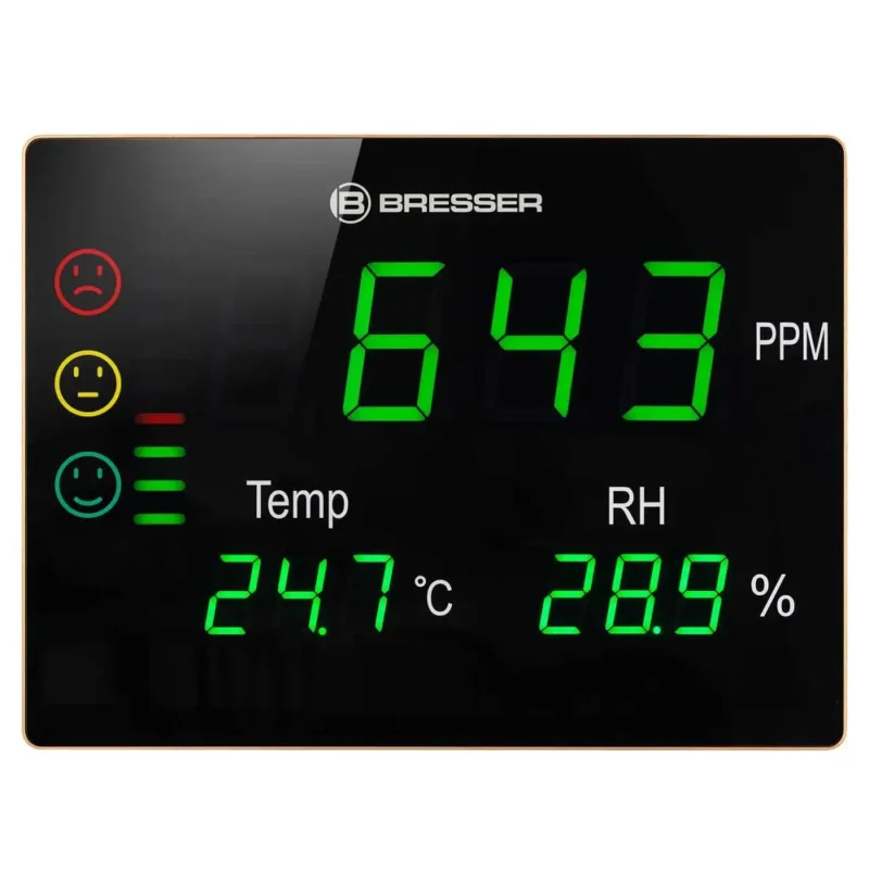 Bresser Appareil de mesure du CO2 Feux de circulation souriants Écran LED extra large Usine Directe