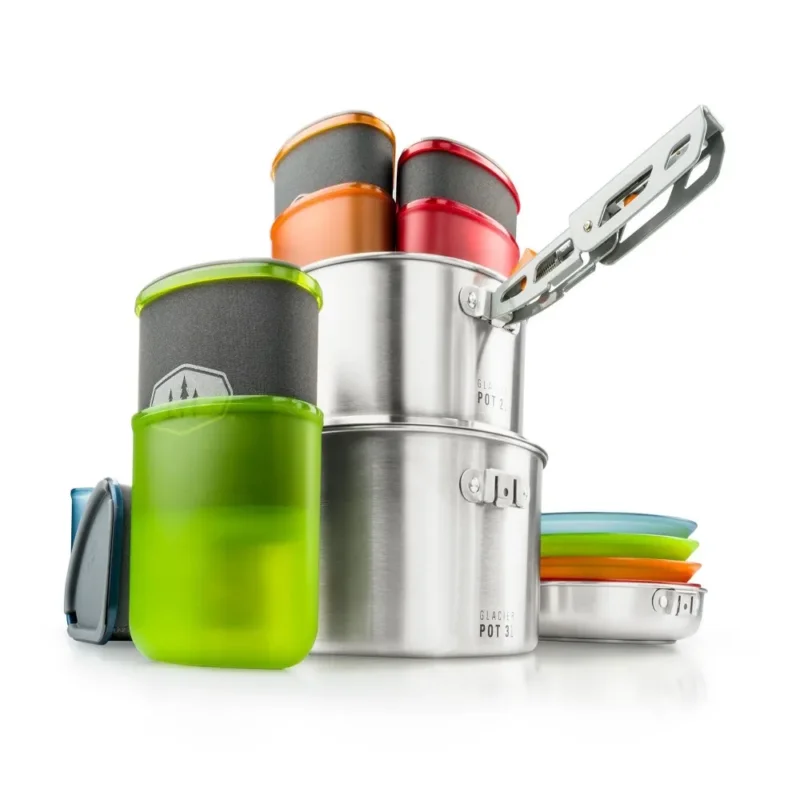 Gsi Outdoors Ensemble de cuisine en acier inoxydable Glacier Camper Satisfait Ou Remboursé