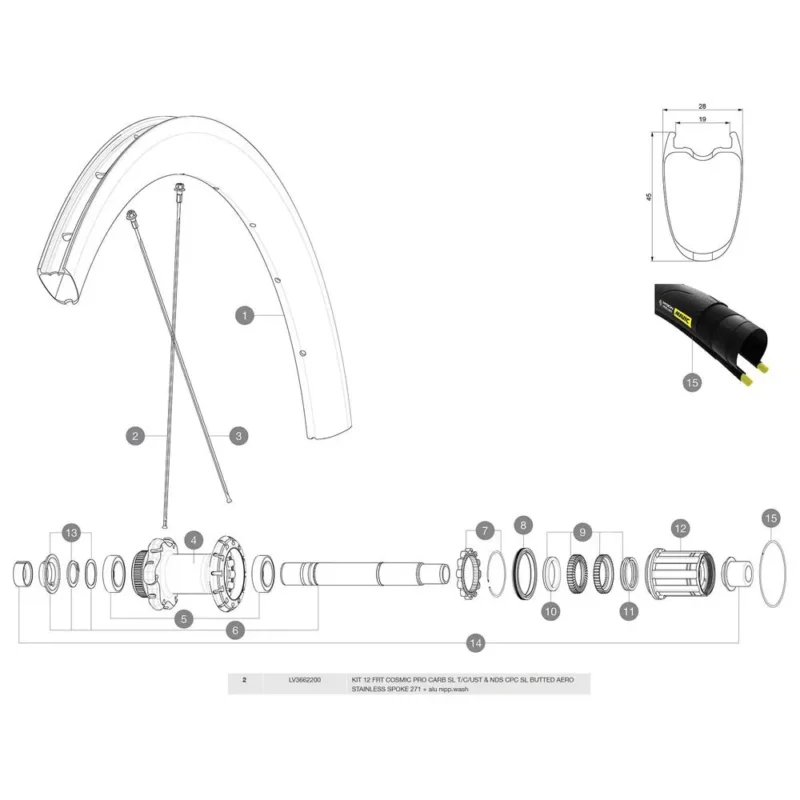 Satisfait Ou Remboursé Mavic Rayons gauches Cosmic Pro Carbon SL C 12 unités