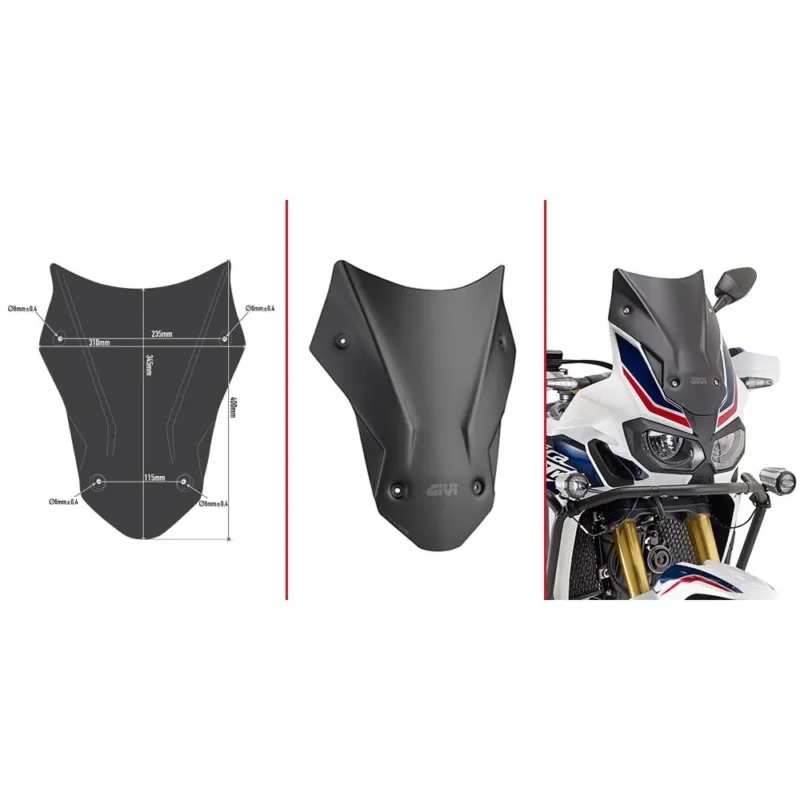 Givi Pare-brise D1144BO Low&Sports Honda CRF1000L Africa Twin/CRF1000L Africa Twin Adventure Sports Promotion Saisonnière
