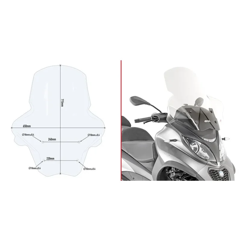 Givi Pare-brise D5613ST Piaggio MP3 350/500 Sport/Business Remise
