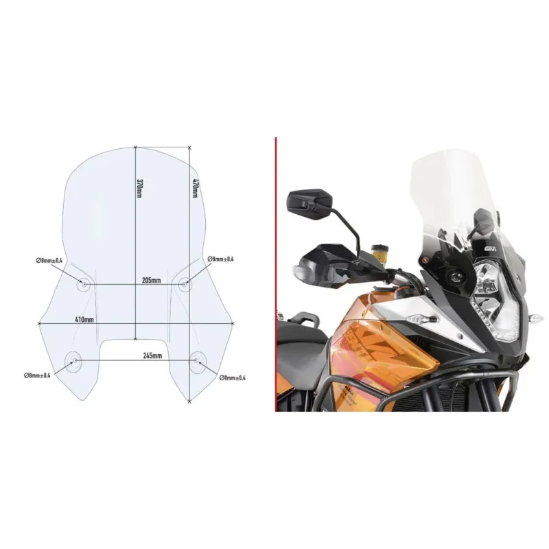 Givi Pare-brise D7703ST KTM 1050/1090/1190 Adventure&1190 Adventure R Livraison Express