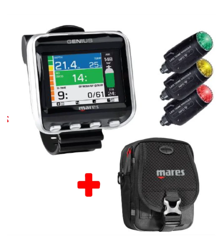 Achat Immédiat Ordinateur Mares Genius + Emetteur Led Tank Module + Sacoche Mares Diver
